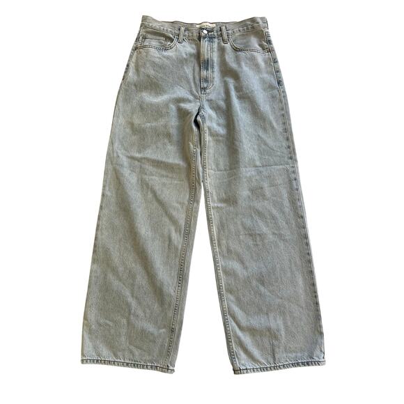Denim Forum 90s Low Rise Baggy Wide Leg Light Wash Blue Denim Jeans Womens Sz 29 - Picture 1 of 15